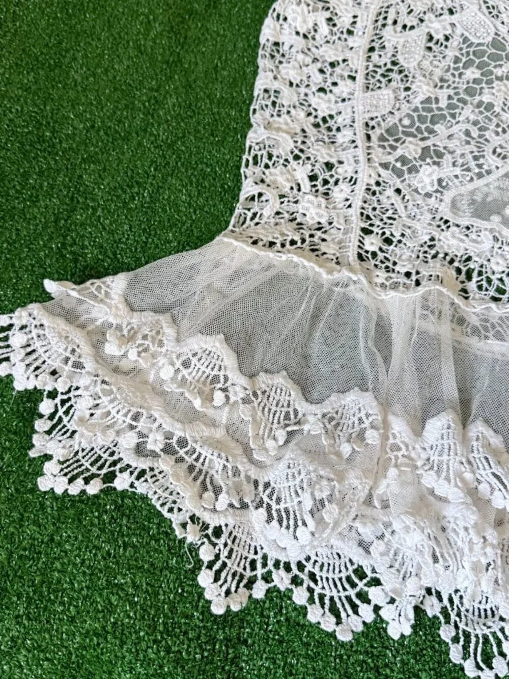 Roommates Boho Ivory Crochet Lace Sheer Tank Top Festival Cover Up Plus Size 3X - Picture 11 of 14